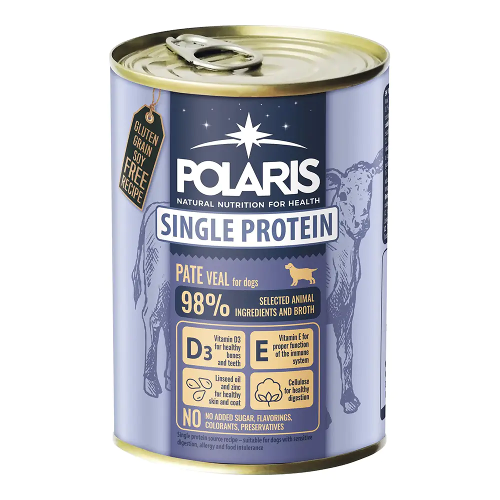 Polaris Single Protein Paté Telecí – konzerva pro psy 400g