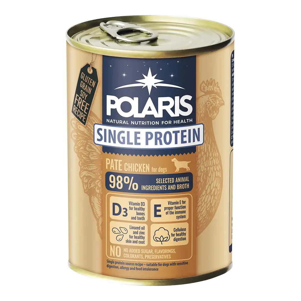 Polaris Single Protein Paté Kuřecí – konzerva pro psy 400g